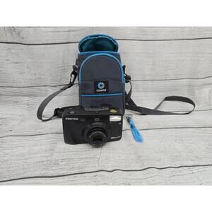 Pentax IQZoom 120 35mm film point & shoot camera.fresh Battery & Case & Strap.